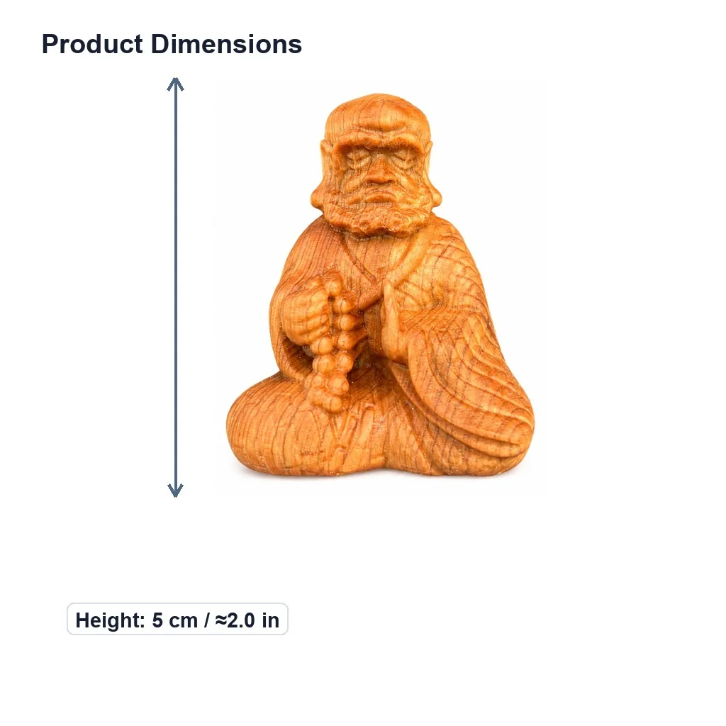 Hand Carved Thuja Wood Bodhidharma Statue for Zen Meditation Buddhist Feng Shui Office Desk Car Ornament Collectible Gift
