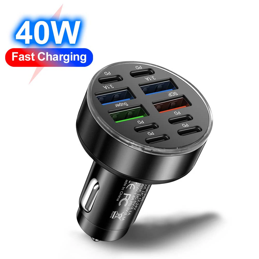 10 Ports Charger USB C Charger 10 Ports Car Charger Multi-device Charging Wide Compatibility High Universality Fitment