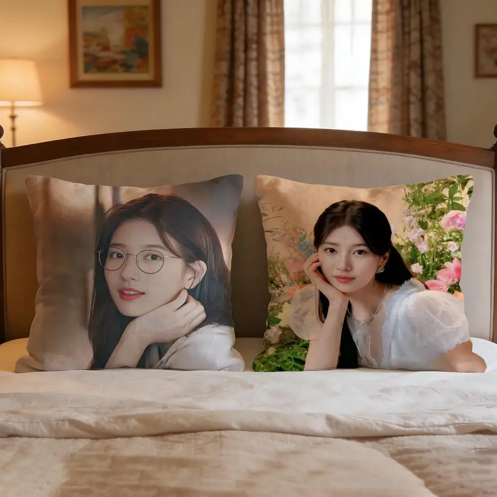 Star Bae Suzy Cushion Cover 4Pcs Decorative Covers Soft Cushion Case for Sofa Couch Decor 40x40 45x45 Pillowcases