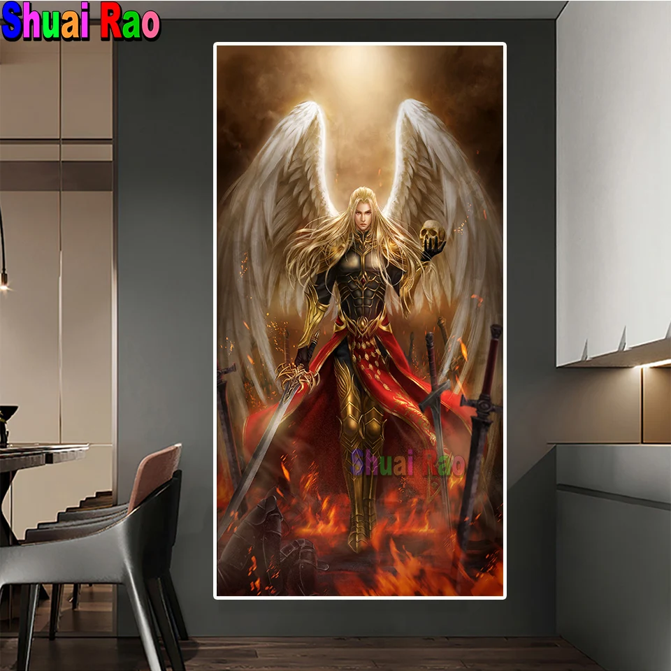 Absurdres Angel Girl Wings Armor Diamond Painting Fantasy Art Gothic Angels Diy Rhinestone Picture Cross Stitch Kits Home Decor