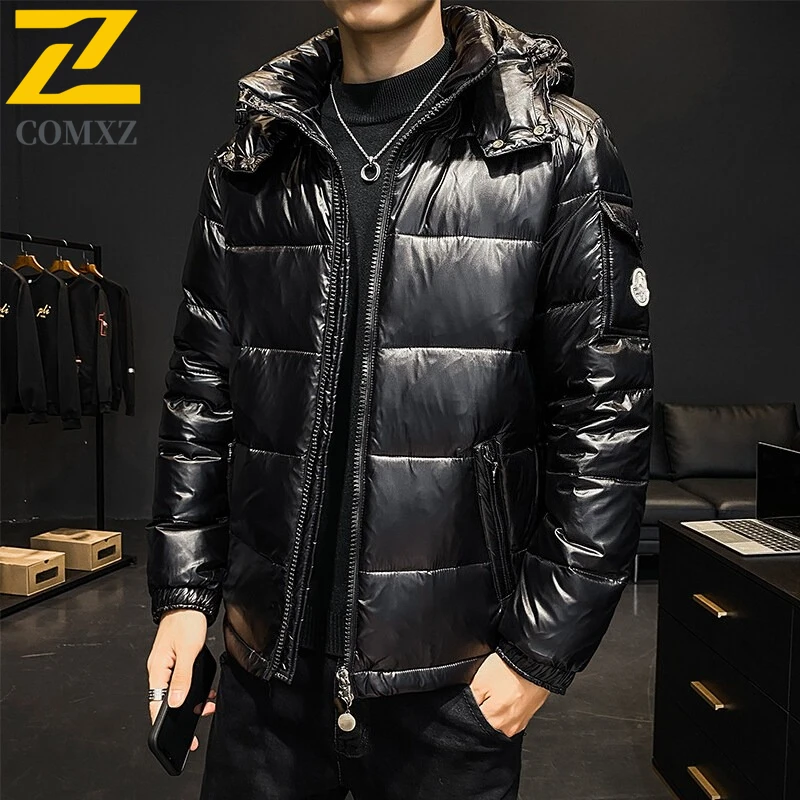 

EiAO Winter Warm Thick White Duck Down Coat Detachable Hood Windproof Waterproof Lightweight Shiny Outdoor Sport Coat​