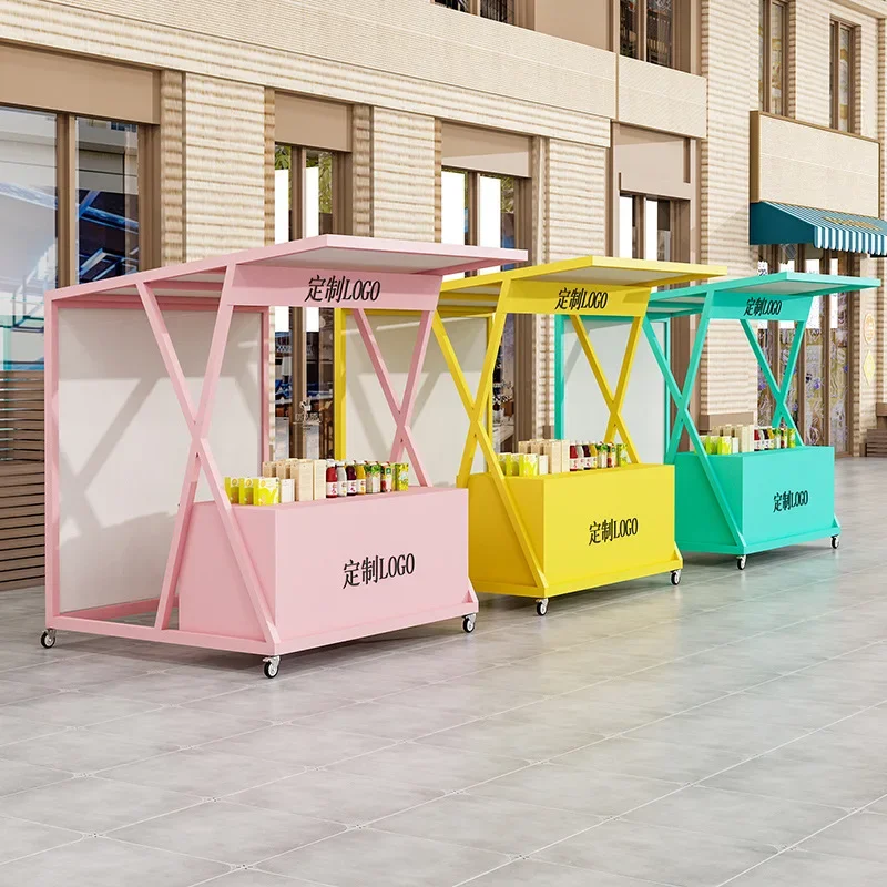 Outdoor market large-scale event stall rack Internet celebrity scenic spot movable stall display rack Night market food