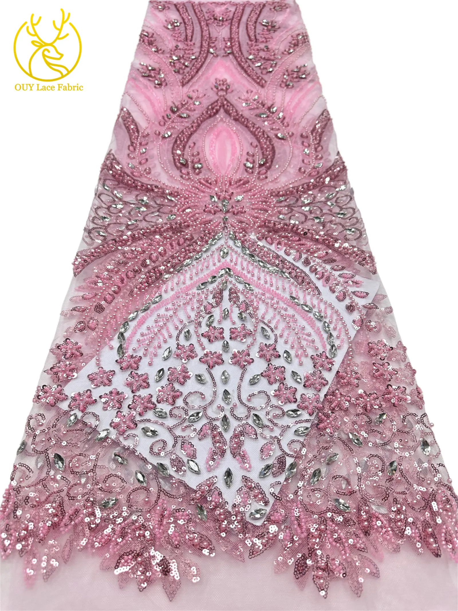 2026 Neues Design Afrikanischer Perlen-Diamant-Spitzenstoff Französischer Nigerianischer Pailletten-Tüll für Damen Partykleid Dekoration Nähen – Detail 22