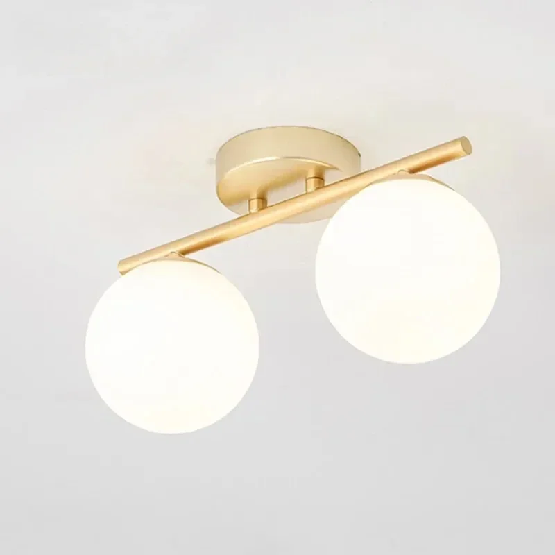 

Nordic LED Glass Ceiling Light White Ball Creative Golden Corridor Lamp Entrance Cloakroom Balcony Bedroom Dining Room Lighting