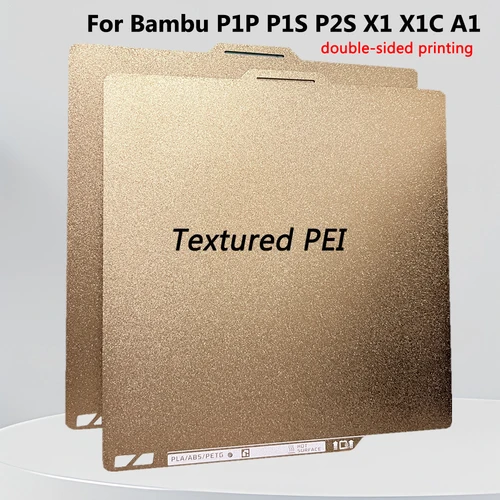 Imagen 1 del producto PEI texturizado para Bambu Lab P2S P1P P1S X1 X1C A1 placa de construcción hoja de acero de resorte Pei gruesa de doble cara para Bambulab P2S P1P