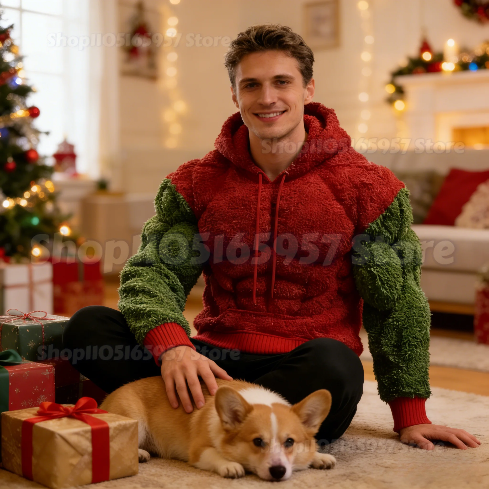 

Men's Flannel Hoodie Pullover Abdominal Muscle Design Long Sleeve Sweatshirt Casual Sportswear for Autumn Winter Fashion