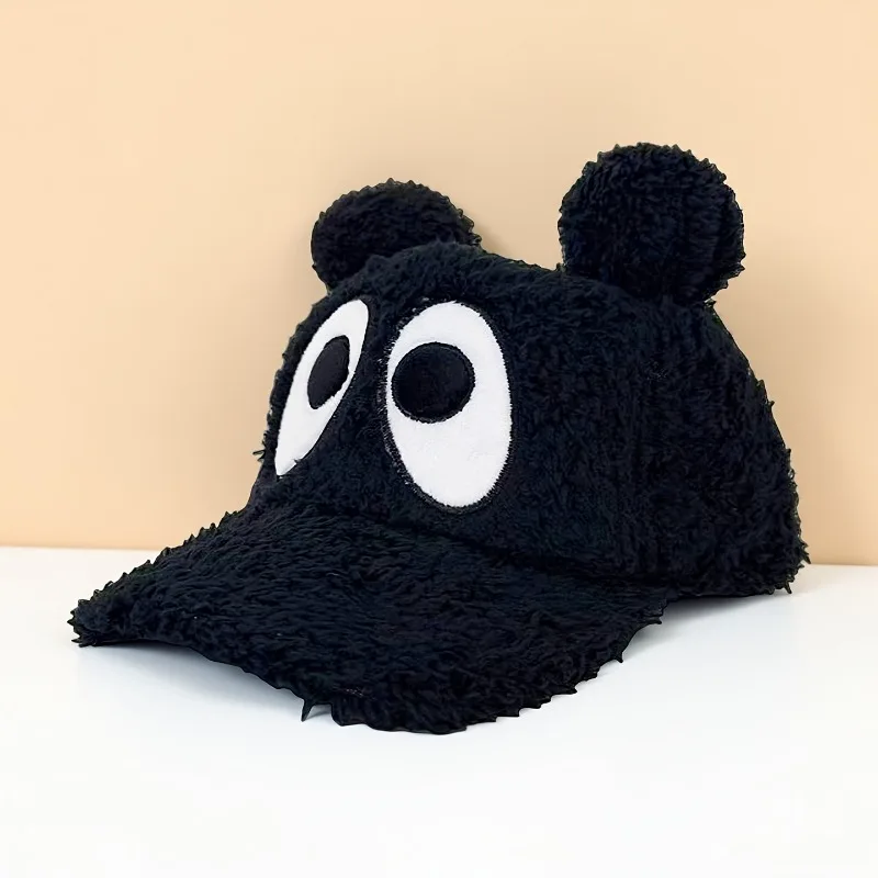 Süße Big-Eyed Cat Fluffy Strickmütze Damen Winter Dicke warme Baseballmütze