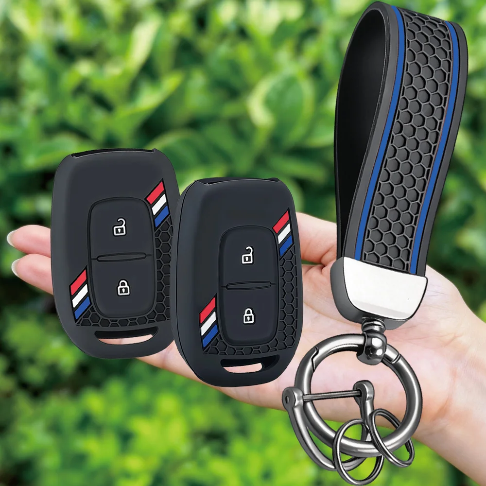 Keychain Silicone Car Remote Key Shell Case For Renault Duster Sandero Logan Clio Captur Laguna Scenic 2015 2016 fob 2 Buttons