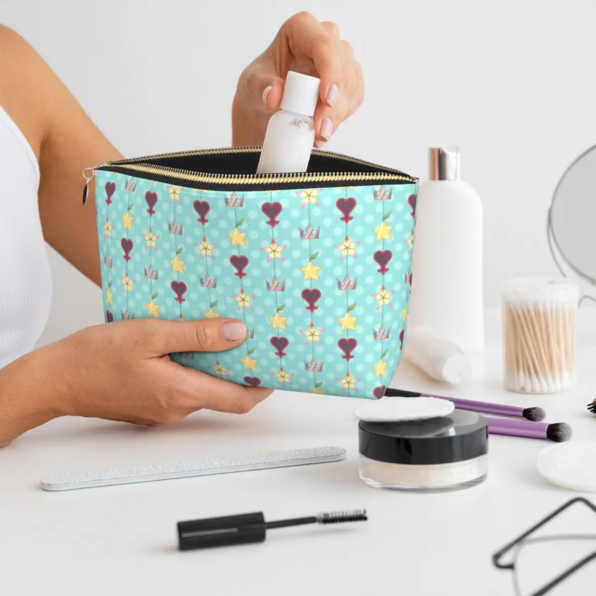 KH Destiny Trio Pattern-bleu jeter couverture 12 femmes sac cosmétique voyage maquillage organisateur pochette toilette stockage Dopp Kit boîte