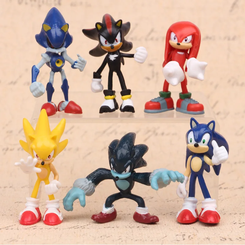 6 sztuk/zestaw Sonic The Hedgehog zestaw figurek gra Anime Model lalki dekoracje na tort urodzinowy dla dzieci zabawki dla dzieci