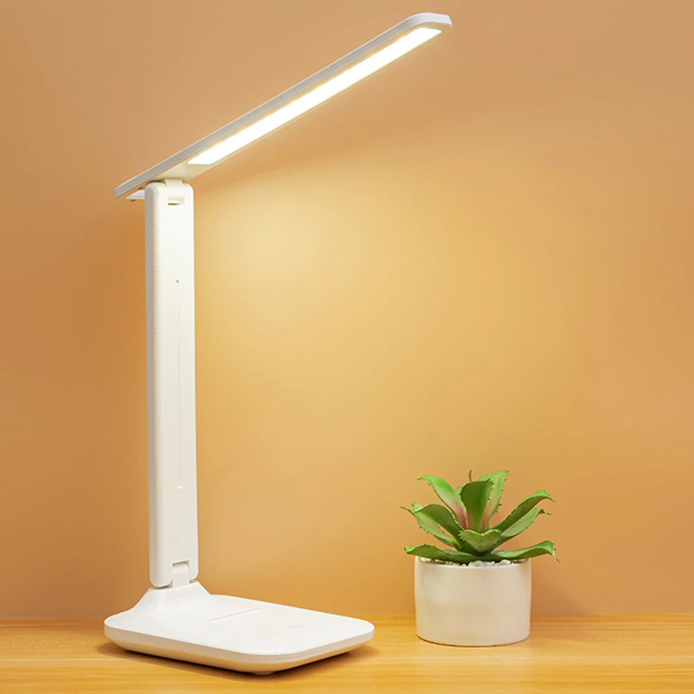 

NEW USB Rechargeable LED Clock Dimmable Desk Lamp 180 Degree Rotation Foldable Desktop Reading Night Light Eye Protection Lights