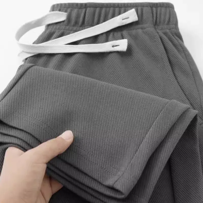 Men's Casual Loose Straight Leg Pants Deep Grey Slanted Texture Heavyweight Spring Autumn Versatile Sporty Sweatpants