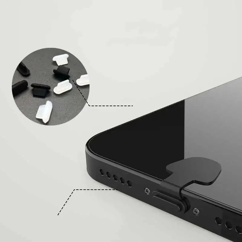 1 Set Flexible Port Stopper Kit, Anti-dust Silicone Caps Plus Cleaning Tool, Daily Protection for Type C Interface Cellphones