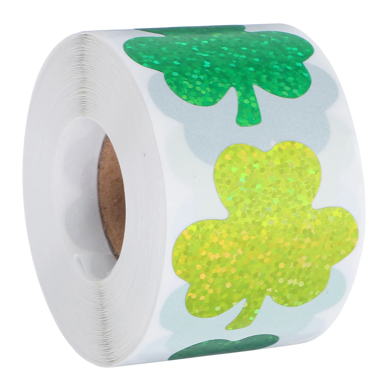 

St Patrick's Day Sticker Shamrock Glitter Stickers Roll Indoor Festival Decor Self-Adhesive Decorative Shamrock Stickers