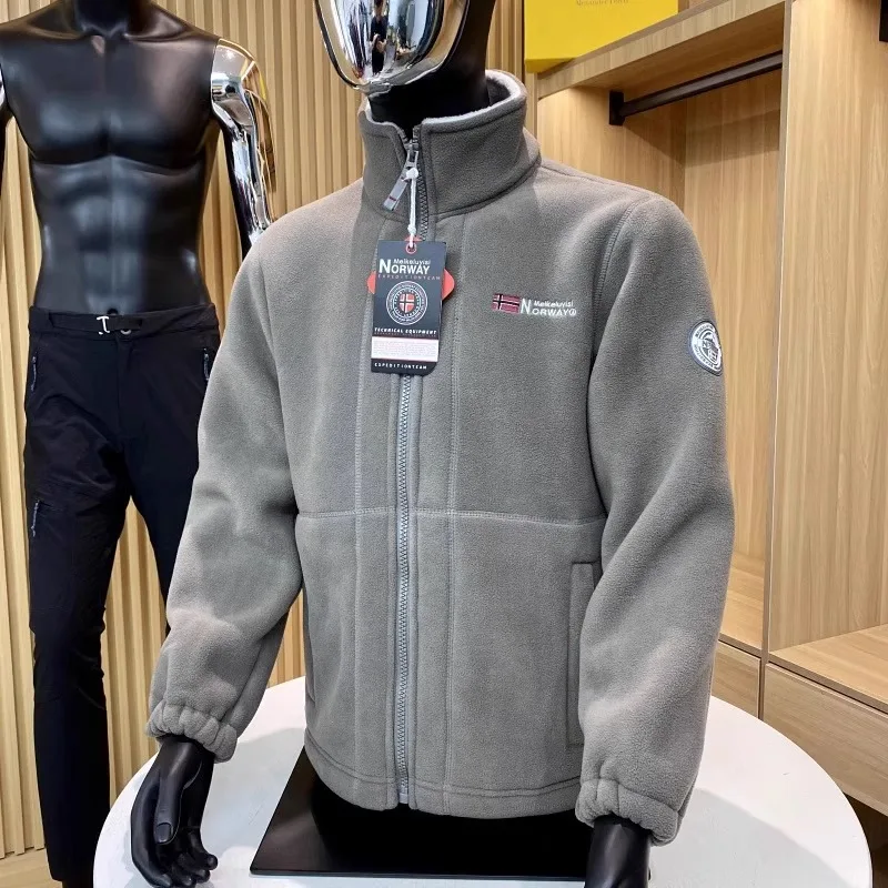 

Thiened Fce Lined Double Layer Cotton Jaet Stand Collar Youth Faion Winter Outerwear Multiple kets Zipper Closure