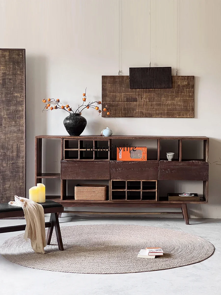 

ls 04 Wabi Sabi Wind Old Wood Locker Solid Wood Storage Storage Display Rack