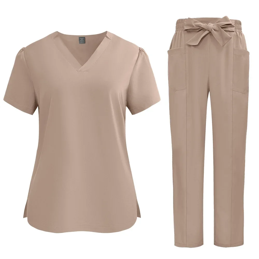 Uniforme SPA da donna ad asciugatura rapida - Abito da allattamento con nodo a farfalla per ospedale, salone di bellezza e clinica