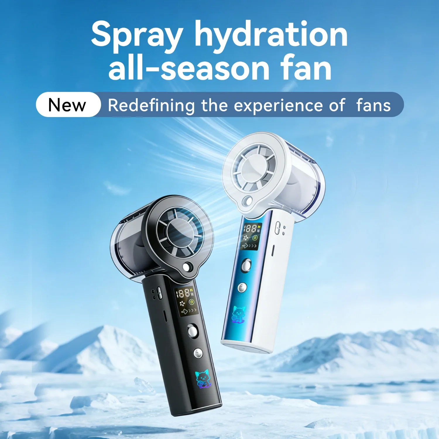 Cool Laser Graffiti Portable Water Replenishing Spray Fan 3000 MAh Rechargeable Spray Handheld Fan 100 Speed For Home Outdoor