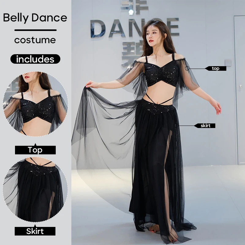 Belly Dance Costume 2 Pcs Set Top & Skirt Sexy Women's Dress For Adult Women Stage Performance Women's Worksuit Practice Clothes