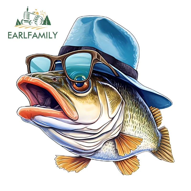 EARLFAMILY صور نابضة بالحياة من الأسماك في القبعات ملصقات السيارات خوذة فنية جميلة مرآة الرؤية الخلفية الشارات سلع Campervan الرائعة