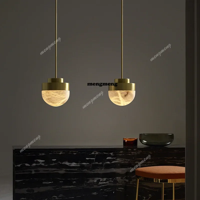 M138Natural marble single head dining room small chandelier villa living room duplex stair chandelier