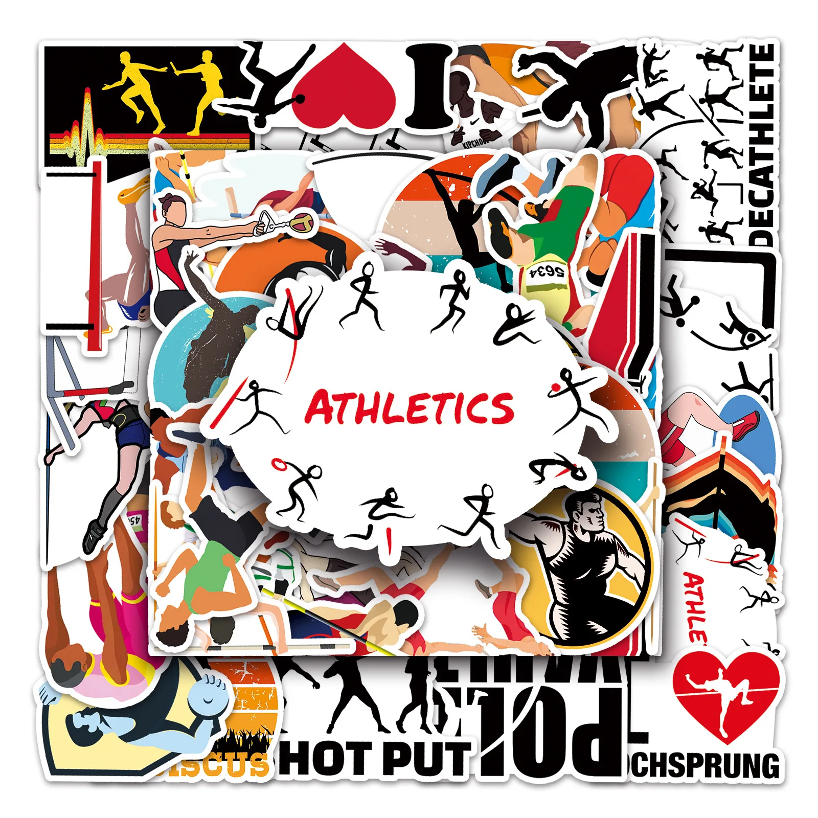 

50Pcs track and field graffiti DIY cartoon Decoratio phone Luggage Laptop Guitar Bike Skateboard helmet Kid Toy waterpro sticker
