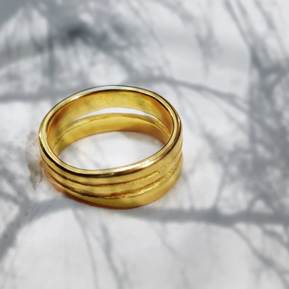 eManco Fashion Gold Color /Silver Color Geometric Multi-layer Line Ring for Women Elegant Wedding Bride Jewelry Prevent Allergy