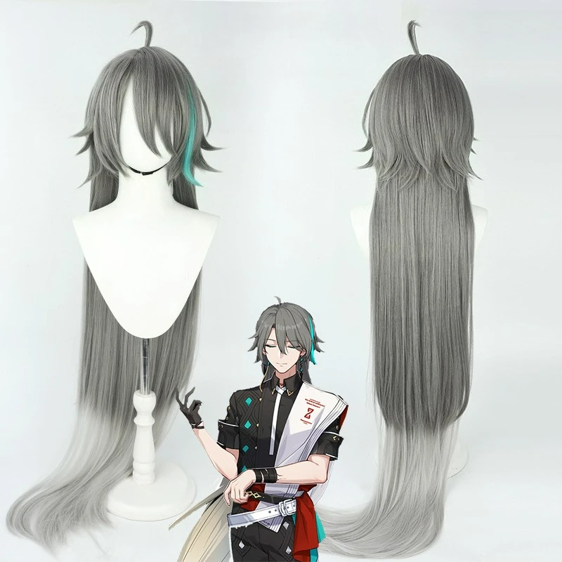 

Game Honkai Impact 3 Su 125cm Long Gradient Gray Heat Resistant Synthetic Hair Halloween Wigs + Wig Cap