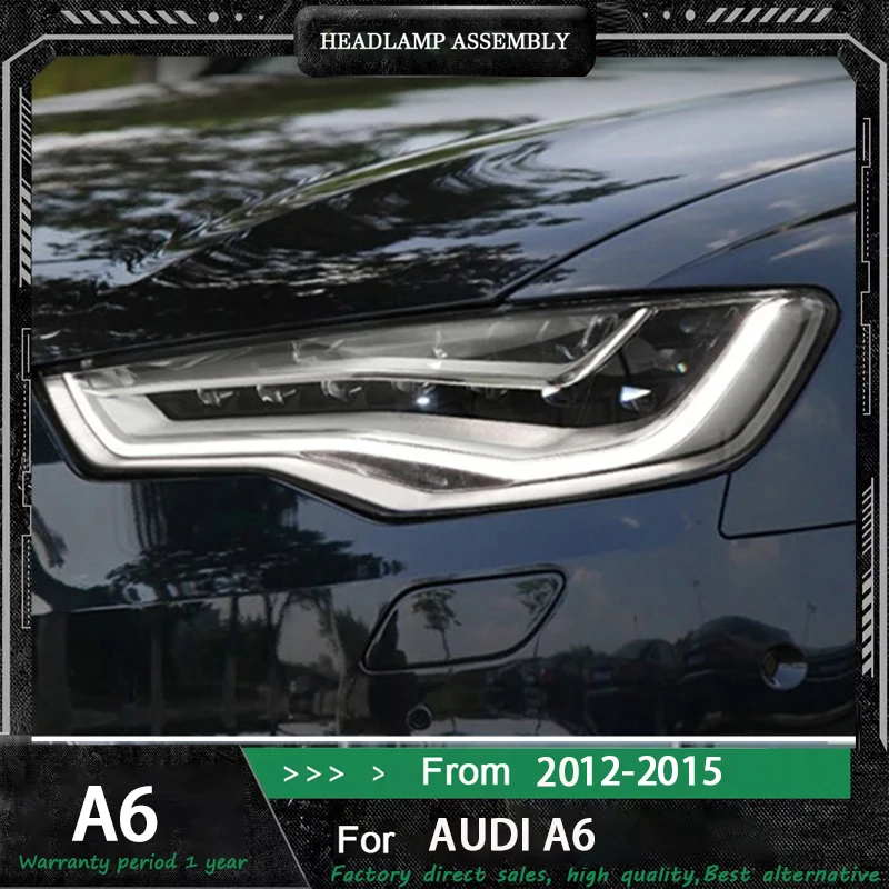 

2 PCS Auto Head Lights For Audi 2012-2015 A6L Front Lamp Modified DRL Headlight LED Projector Lens Tool Car Part Accessories