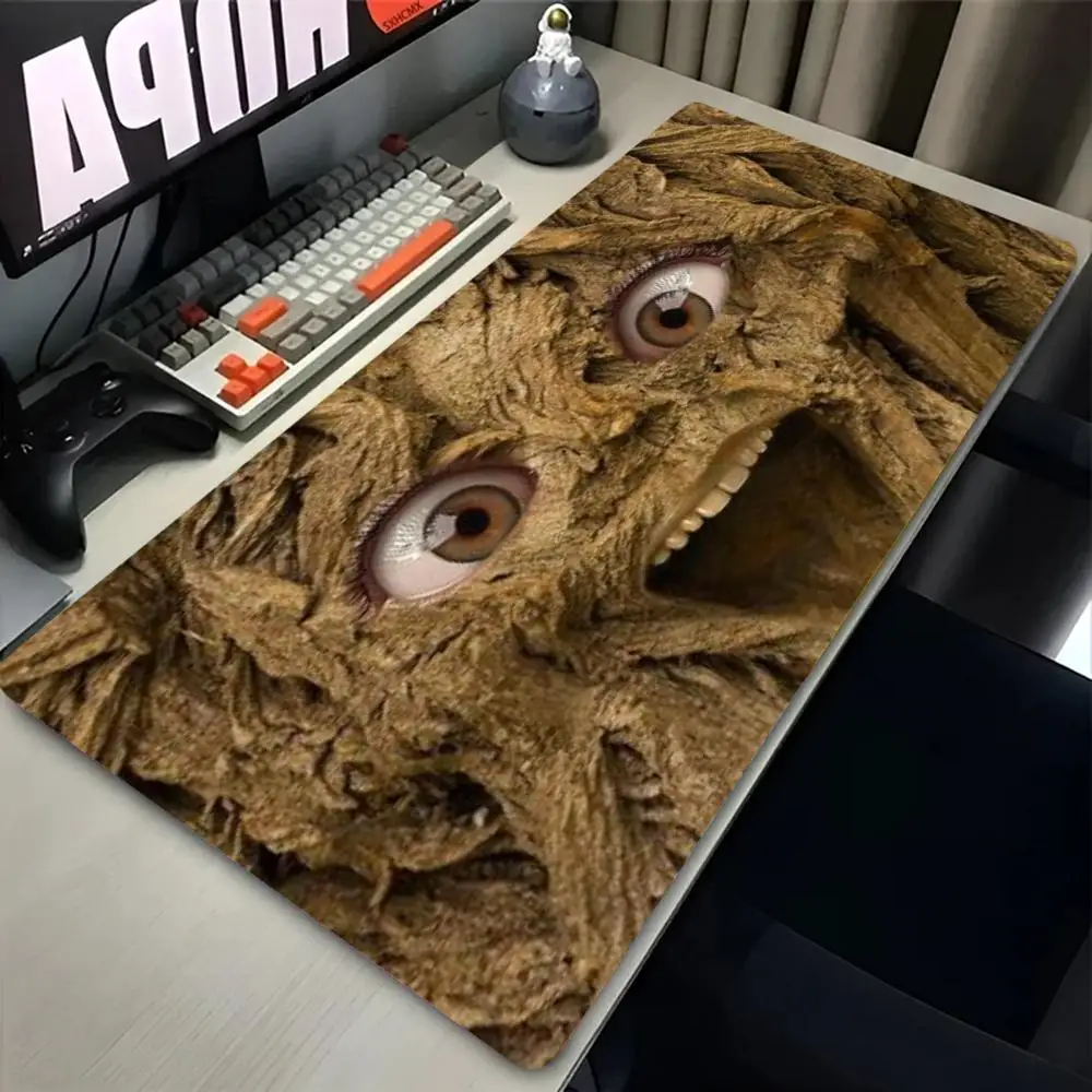 Strange Wooden Carved Spirit Mask Face Design Large Size Table Mat Mousepad For Laptop Gaming Workspace