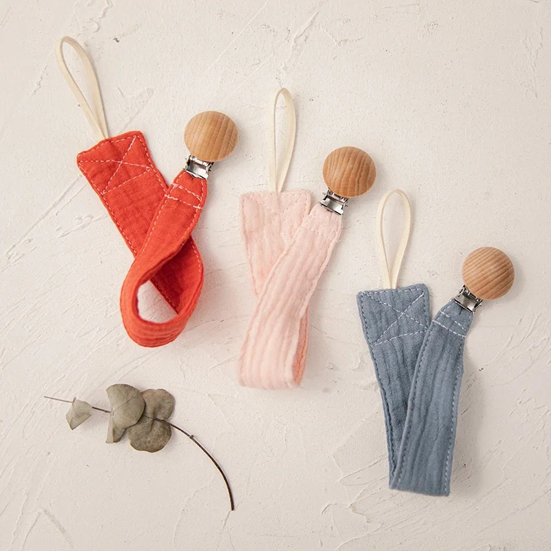 Baby Dummy Pacifier Chain Clip Soother Nipples Holder Solid Color Cotton Cloth Plush Toys Newborn Toy Feeding Supplies