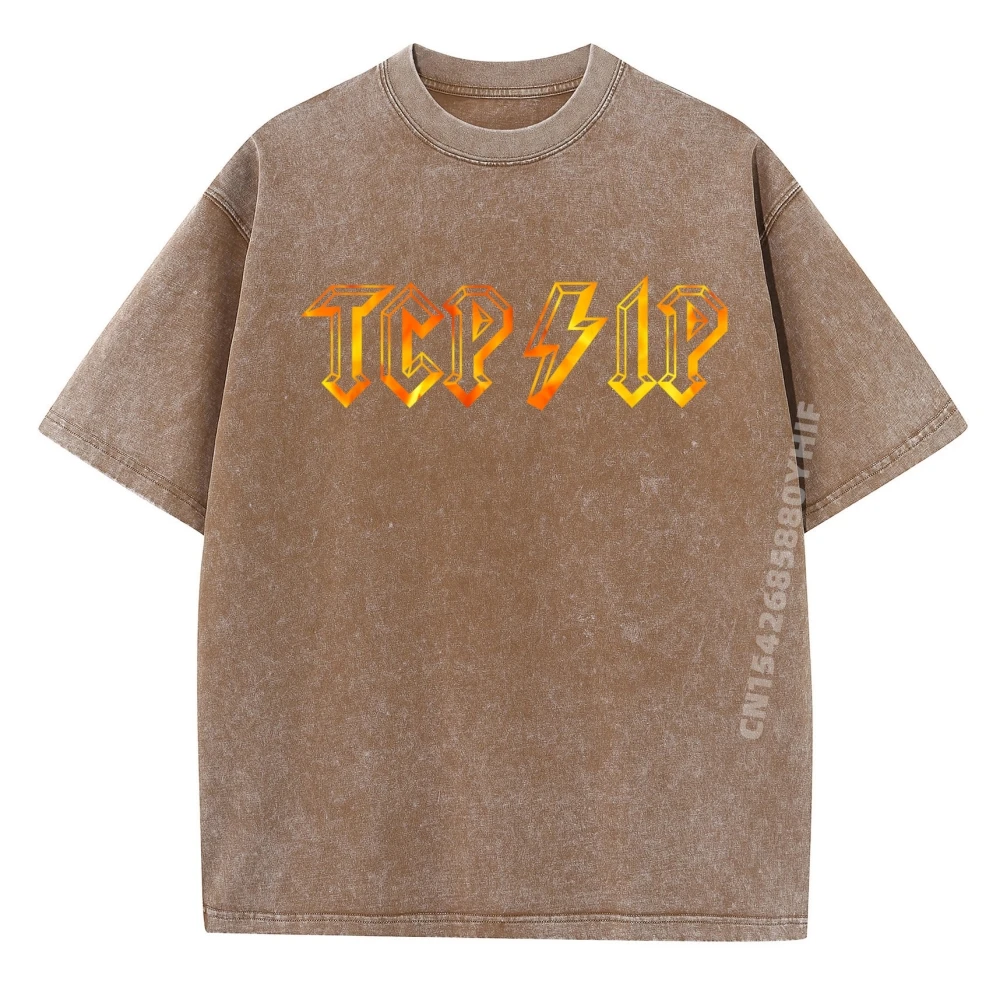 تي شيرت Ip In Rock N Roll Style Computer Geeks Network جرافيك تي شيرت 100% قطن ناعم مغسول ملابس هدايا مضحكة تي شيرت #4