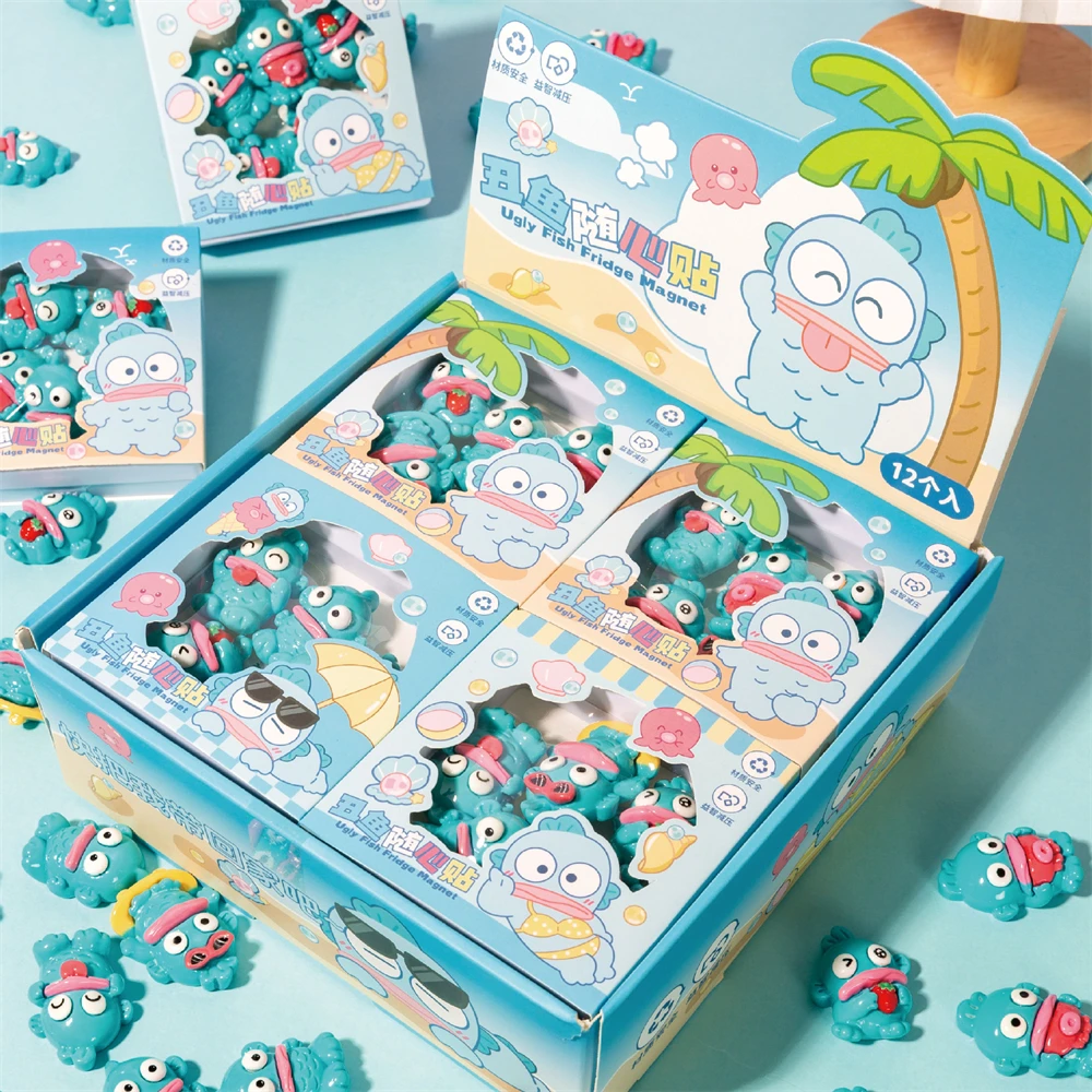 Pegatinas de dibujos animados Kawaii Sanrio Hangyodon, juguetes de monstruo de pescado feo, Linda funda de teléfono, pegatinas de decoración de