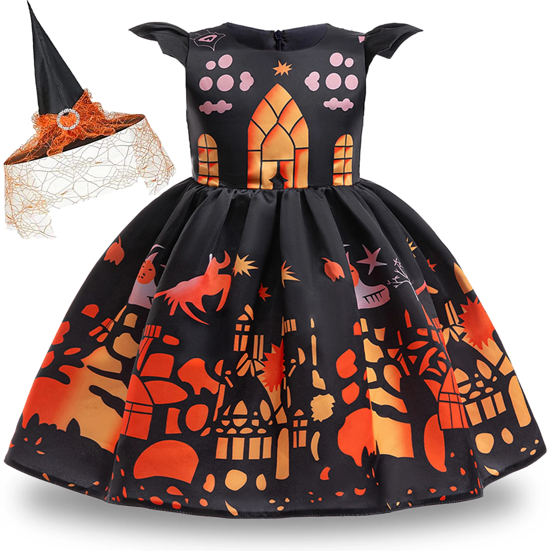 

Church Bat Halloween Cosplay Costume Girls Carnival Christmas Costumes Ghost Pumpkin Birthday Party Dresses Gothic Kids Clothing