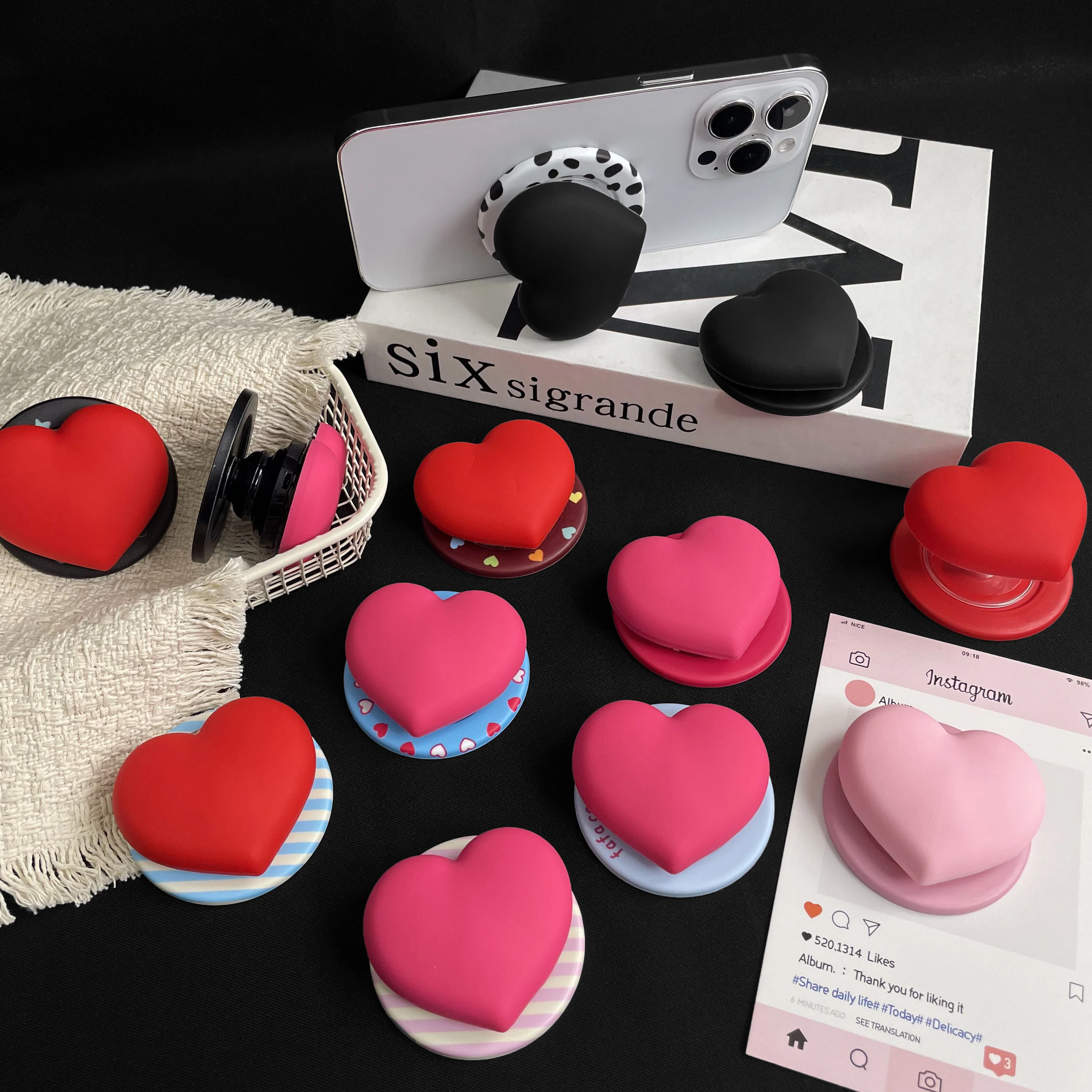 

Милый 3D розовый магнитный держатель для телефона с сердечком, ручка Tok Griptok для Magsafe Samsung iPhone MacSafe, расширяющаяся подставка для кольца на палец