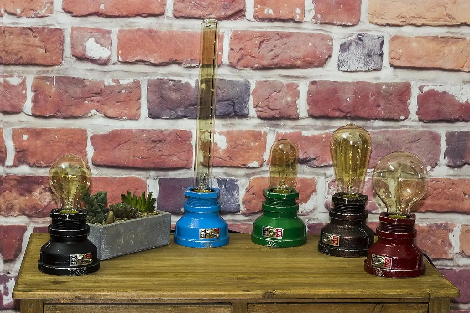 

Loft Style Lamp, Blue Steampunk Industrial Table Light with Dimmer, Aged Rustic Metal (Blue)