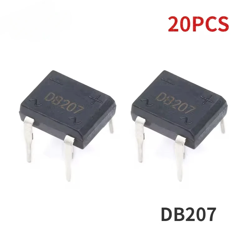 20PCS DB207 Bridge Rectifier 1000V 2A DIP4 DB207S Power Diode Rectifiers Electronic Components IC Rectifier