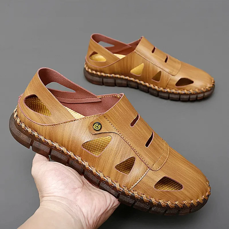 

Summer Men Sandals Casual Beach Hollow Out Slippers Retro Lightweight Comfortable Non-slip Shoes Sandalias Masculinas Dos Homens