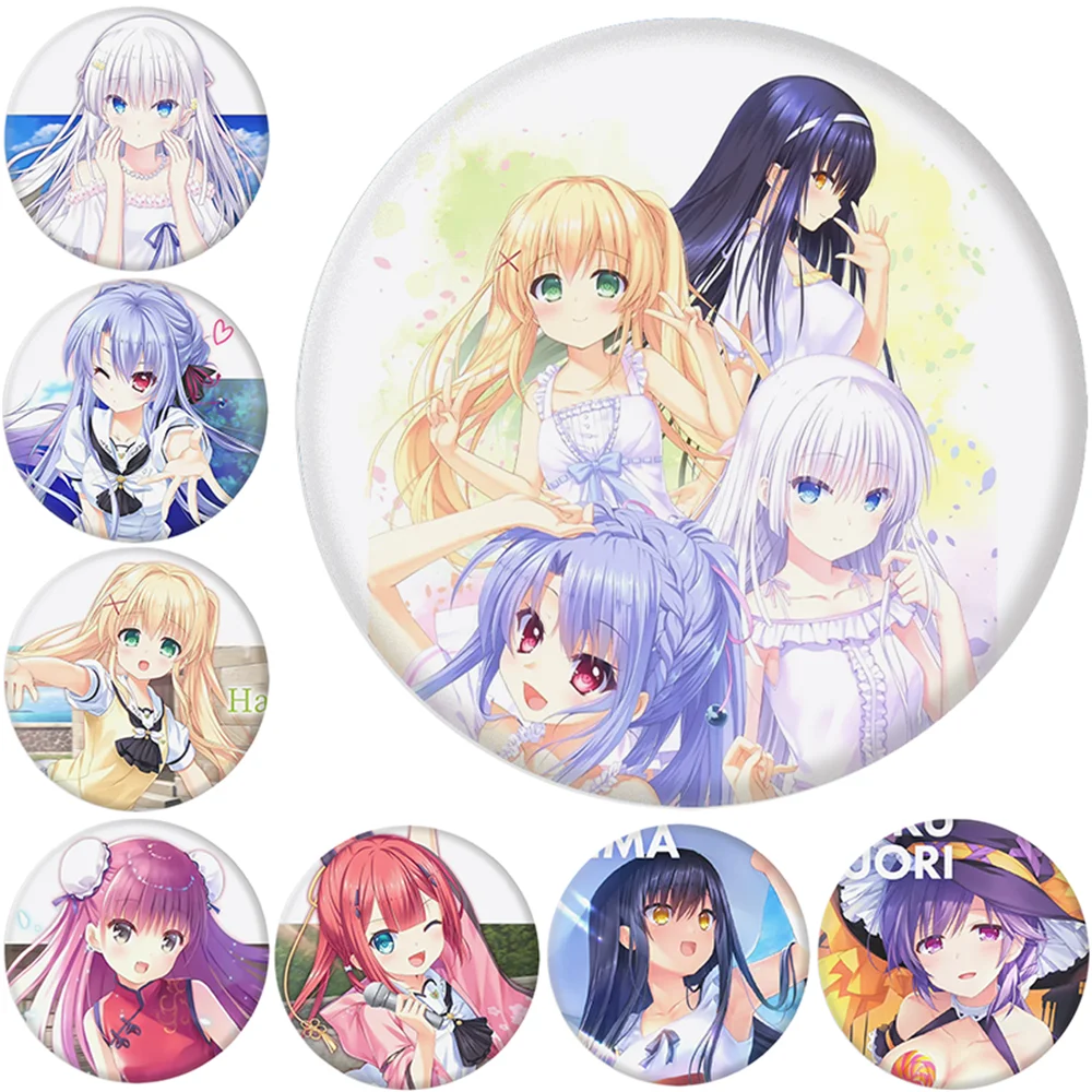

58mm Game Summer Pockets Takahara Hairi Naruse Shiroha Sorakado Ao Kushima Kamome Cosplay COSTUME Badge Pin SPTE Tinplate Brooch