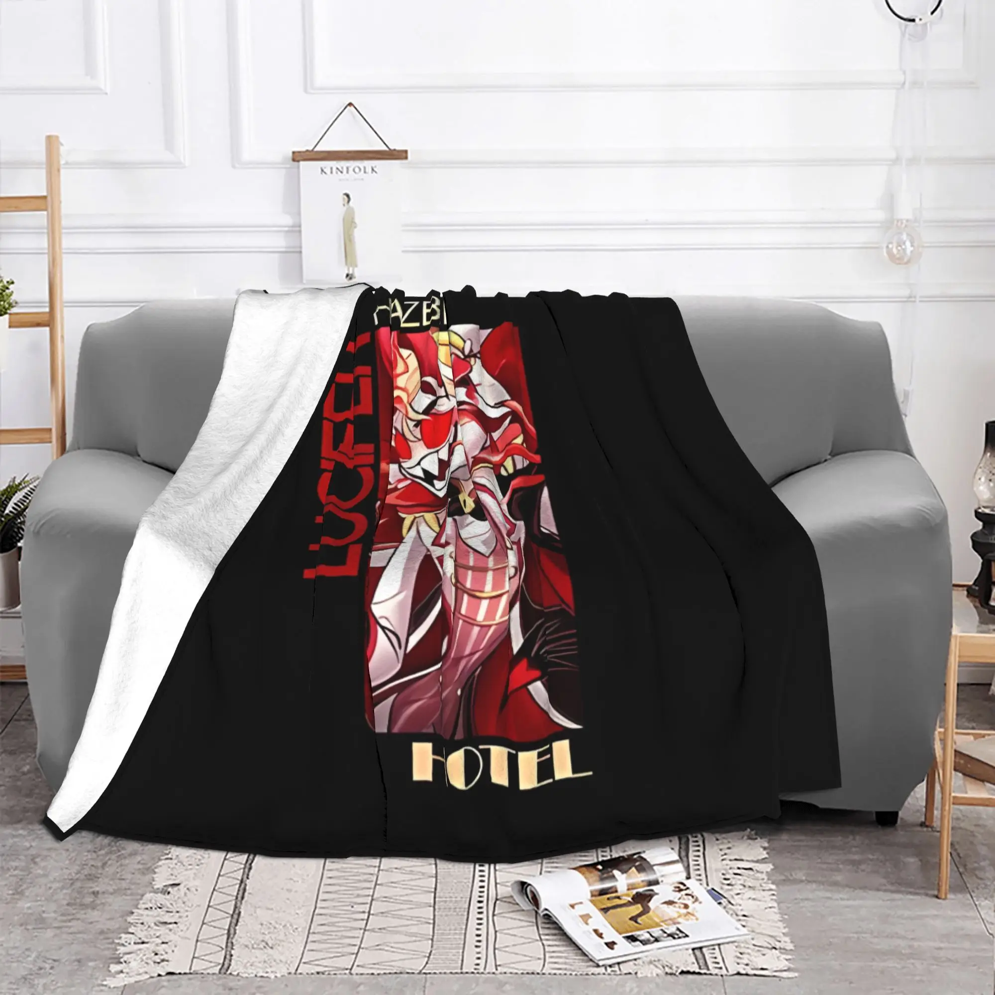 1PC Hazbin Hotel Lucifer Alastor  home room decorations Winter Blankets for Adults Bedding Home Interior Sofa Knee