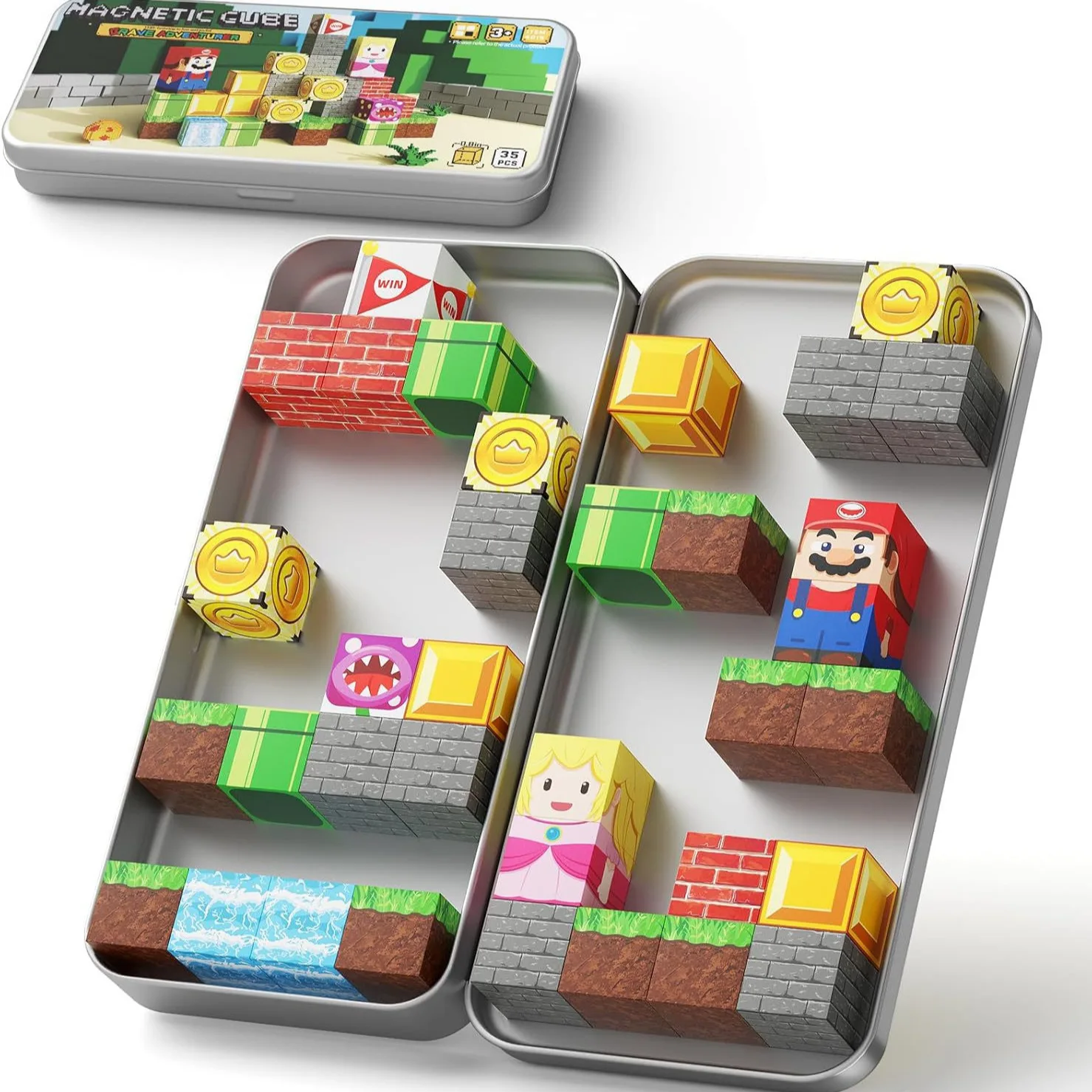 

36pcs Magnetic Blocks Sets Portable Iron box Kid Building Toys Build Magnet World Model for STEM Montessori Sensory Cubes Gifts
