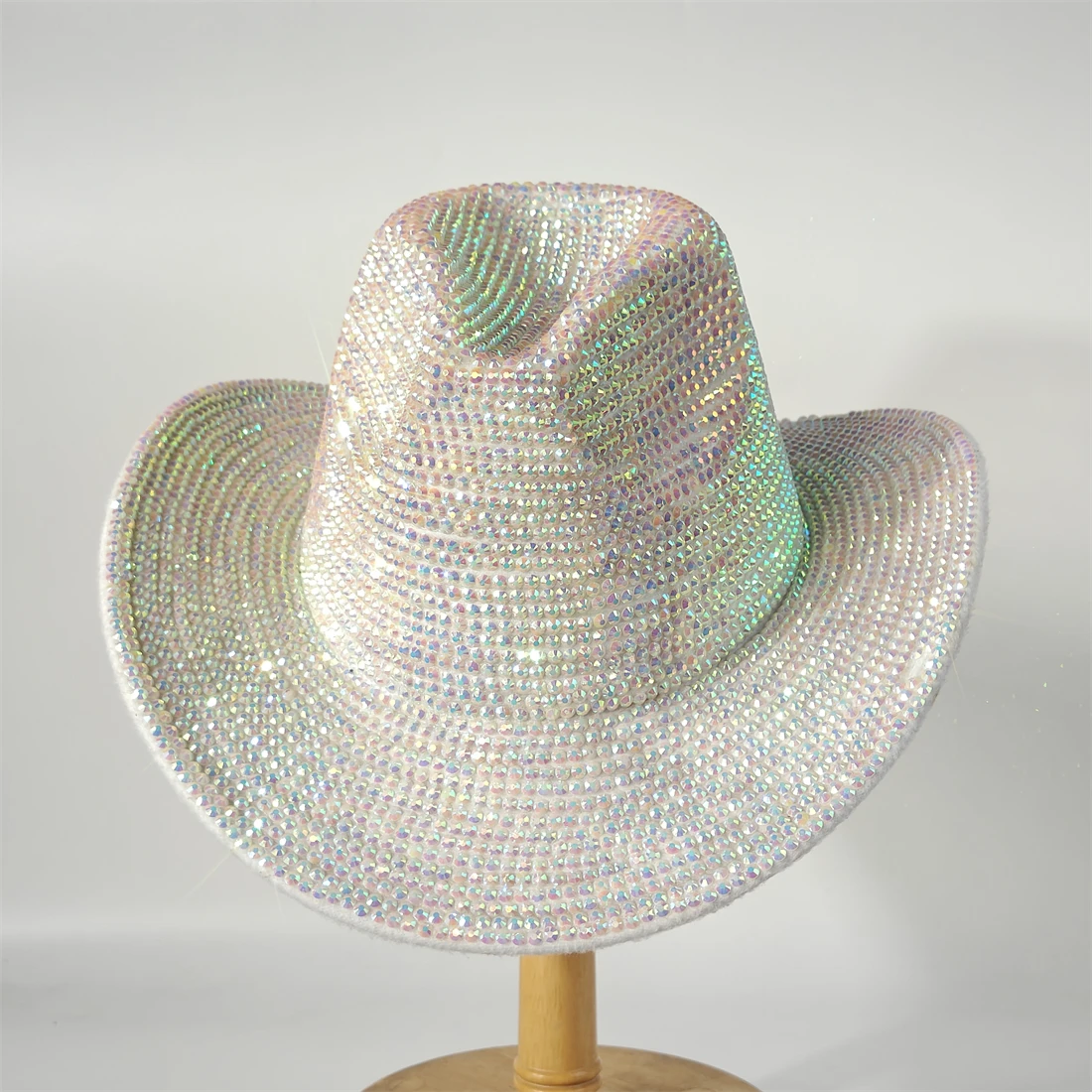 

Super Sparkly Cowboy Hat with Rhinestones Under the Lights Red/white Fedora Hat Stage Banquet Hat Fashionable Handmade Hat