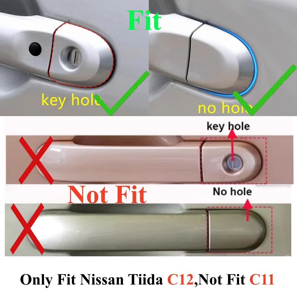 Door Lock Cover With Key Hole Left Right Outer Handle Cap Lid For Nissan Tiida C12 March IV Micra K13 JUKE F15 Cube Z12 2010-19 view 3