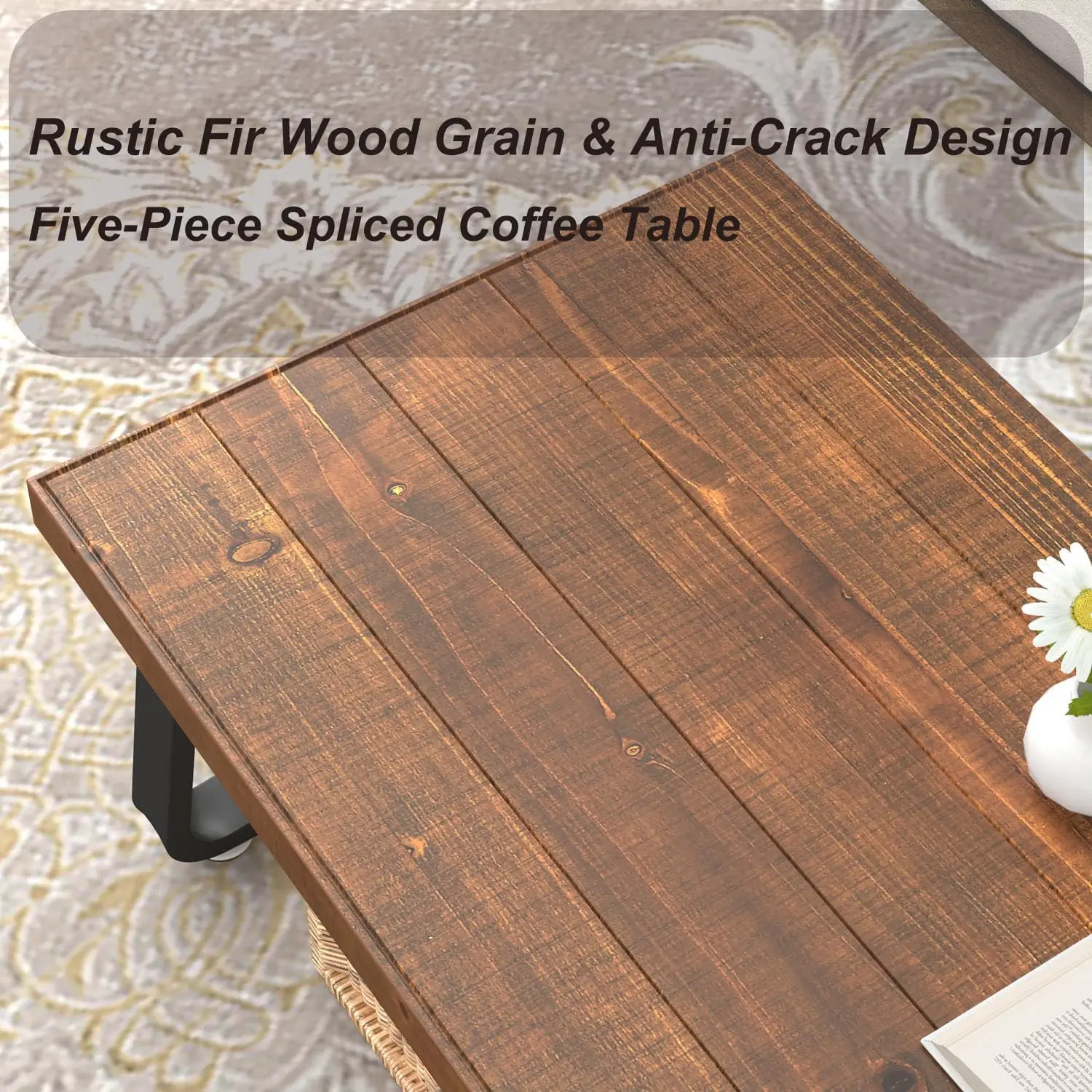 Stolik kawowy w stylu rustykalnym, industrialny stolik do herbaty z litego drewna, stolik kawowy w stylu farmhouse z prawdziwego drewna, nowoczesny minimalistyczny prostokątny