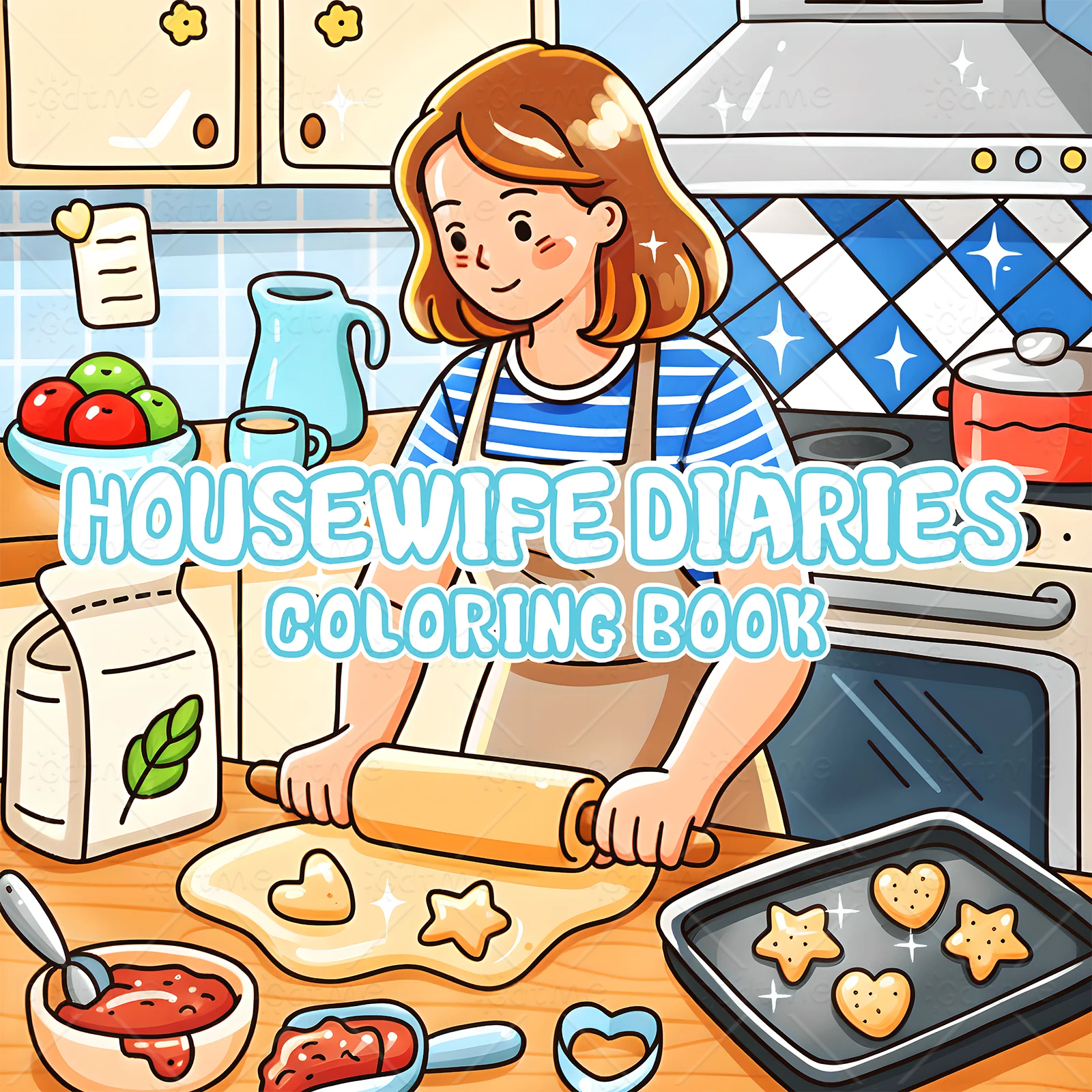

HOUSEWIFE DIARIES Coloring Book for Adults Featuring Cute Cozy Daily Activities for Relaxation (Cozy Spaces Coloring)