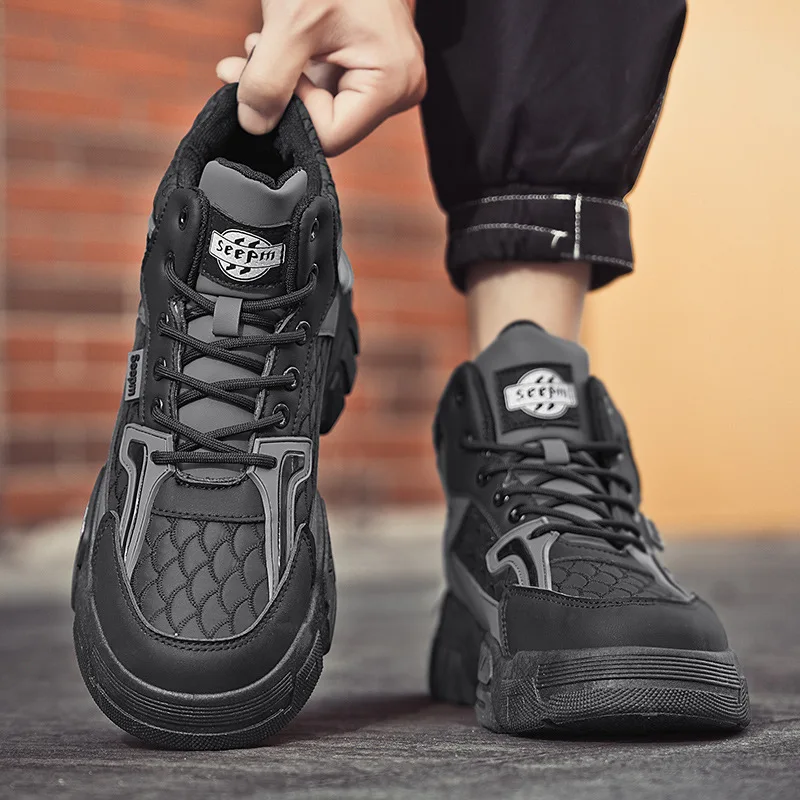 

Mens Shoes Durable Work Boots Fashionable Outdoor Trends Motorcycle Single Boots High-top Laced Casual Men Sneakers Cowboy Boot