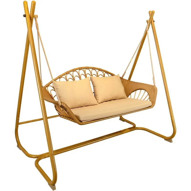 Outdoor rattan swing chair, indoor double hanging basket rattan chair