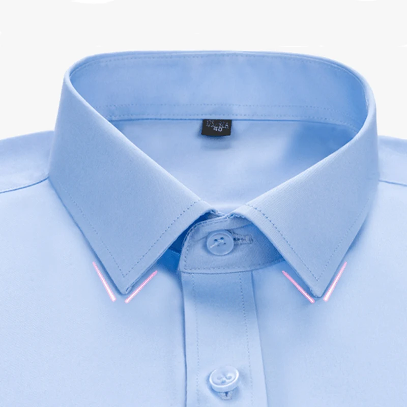 S~8XL New Fashion Mens Formal Shirts Long Sleeve Solid Color Anti-Wrinkle Pocket Business Classic Social Office Work White Shirt