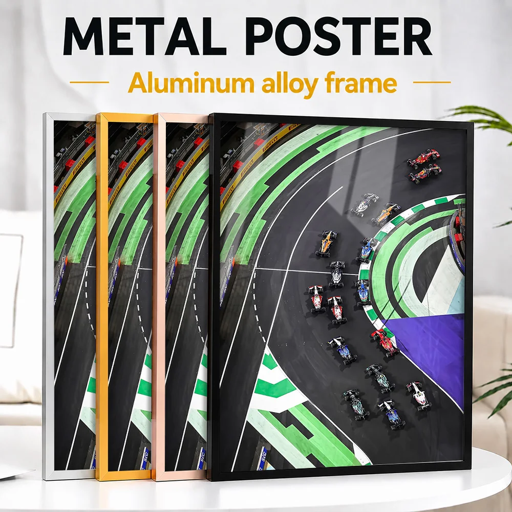 Formula Racing Grand Prix Grid Metal Poster With Aluminum Alloy Frame Personalized Photo Bold Pit Lane Style Wall Art For Garage
