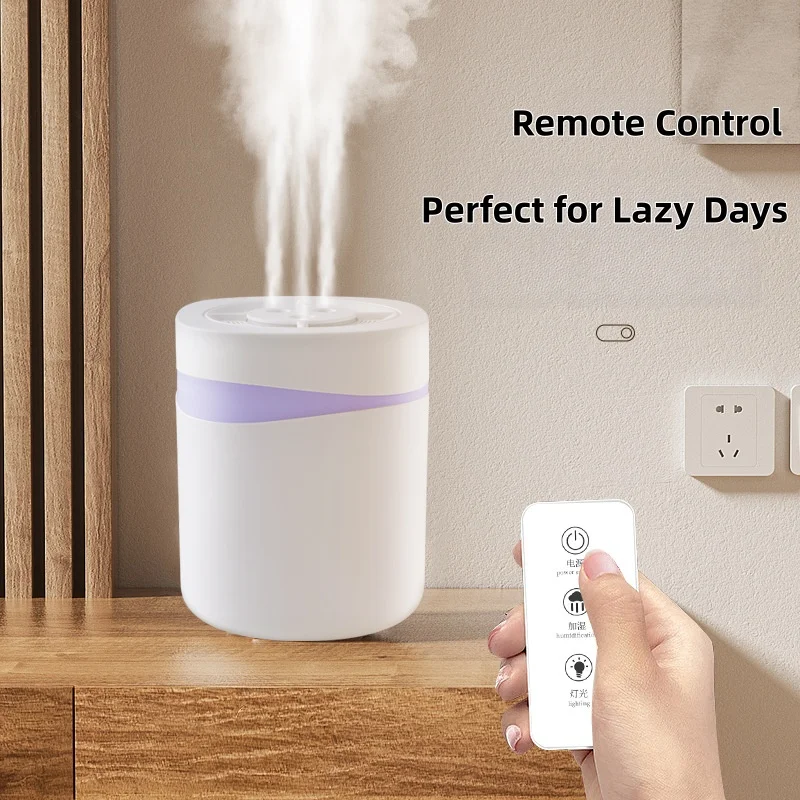 5L Triple Nozzle Humidifier USB Cool Mist Remote Control Night Light Anti-Dry-Burn 8H Auto-Off for Bedroom Office Desktop